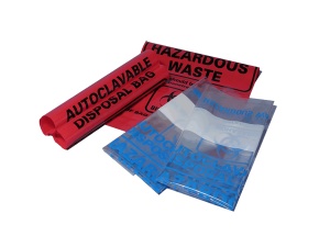 A9004R, MTC BIO 216mm x 279mm (8.5&quot; x 11&quot;) Red Biohazard Bags w/ black printed markings (Case of 100) - CS - MTC Bio - BIOHAZARD AND AUTOCLAVE BAGS - GENERAL LAB SUPPLIES