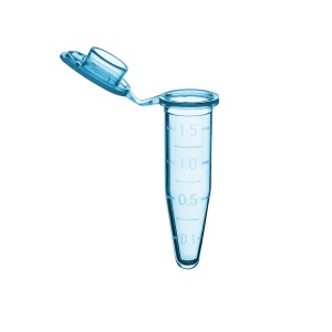 C2000-B, MTC BIO Sterile Microtube w/ cap, 1.5mL, blue, w/ self-standing bag &amp; Stop-Pops™ (Case of 500) - CS - MTC Bio - TUBES AND VIALS