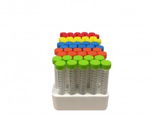 C2715, MTC BIO SpectraTube™ 15ml PP (17x118mm), flat rainbow screw cap, 50/foam rack (Case of 500) - CS - MTC Bio - CENTRIFUGE TUBES - TUBES AND VIALS