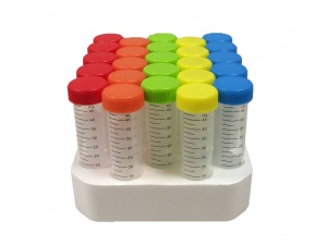 C2750, MTC BIO SpectraTube™ 50ml PP (29x115mm), flat rainbow screw cap, 25/foam rack (Case of 500) - CS - MTC Bio - CENTRIFUGE TUBES - TUBES AND VIALS