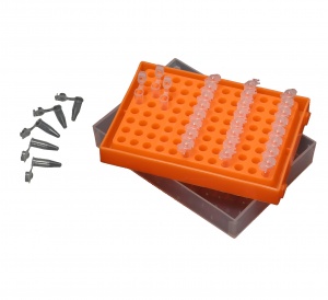 R1010, MTC BIO Rack, PCR, 96x0.2mL, with lid, Assorted Colors (Case of 5)  - CS - MTC Bio - GENERAL LAB SUPPLIES
