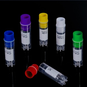 88-0051, CryoKING 0.5mL CLEAR POLYPROPYLENE STERILE CRYOVIALS WITH EXTERNAL THREAD AND RED CAPS ASSEMBLED. CRYOVIALS HAVE WRITING PATCH AND MARKED GRADUATIONS. 25 CRYOVIALS/BAG, 20 BAGS/PACK, 2 PACKS/CASE (Case of 1000) - CS - BIOLOGIX - TUBES AND VIALS