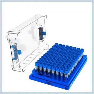 89-3153, CryoKING 1.5mL CLEAR POLYPROPYLENE STERILE PRE-SET BOTTOM 2D BARCODED CRYOVIALS WITH EXTERNAL THREAD AND BLUE CAPS ASSEMBLED. VIALS COME LOADED IN CryoKING 2 INCH 100 WELL, 100 VIALS/BOX, 1 BOX/BAG, 6 BAGS/PACK, 2 PACKS/CASE (1200 tubes per case) - CS - BIOLOGIX - CRYOGENIC TUBES AND VIALS - TUBES AND VIALS