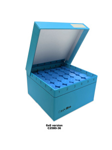 C2580-36, MTC BIO Cardboard freezer box, hinged lid, insert for 36 screw-cap 5ml tubes, 5.25 x 5.25 x 3 inches (Case of 5) - CS - MTC BIO  - CARDBOARD - GENERAL LAB SUPPLIES - FREEZER BOXES