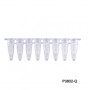 P3801-Q, MTC BIO 0.1ml qPCR 8-Strip (With SEPARATE Optical Strip Caps), Natural/Clear, 120/pk - PK - MTC BIO - PCR SUPPLIES