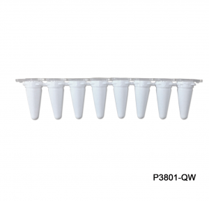 P3801-QW, MTC BIO 0.1ml qPCR 8-Strip (With SEPARATE Optical Strip Caps), WHITE 120/pk - PK - MTC BIO - PCR TUBE STRIPS - PCR SUPPLIES