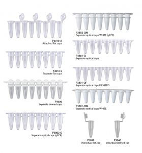 P3802-Q, MTC BIO 0.2ml qPCR 8-Strip (With SEPARATE Optical Strip Caps), Natural/Clear, 120/pk - PK - MTC BIO - PCR SUPPLIES